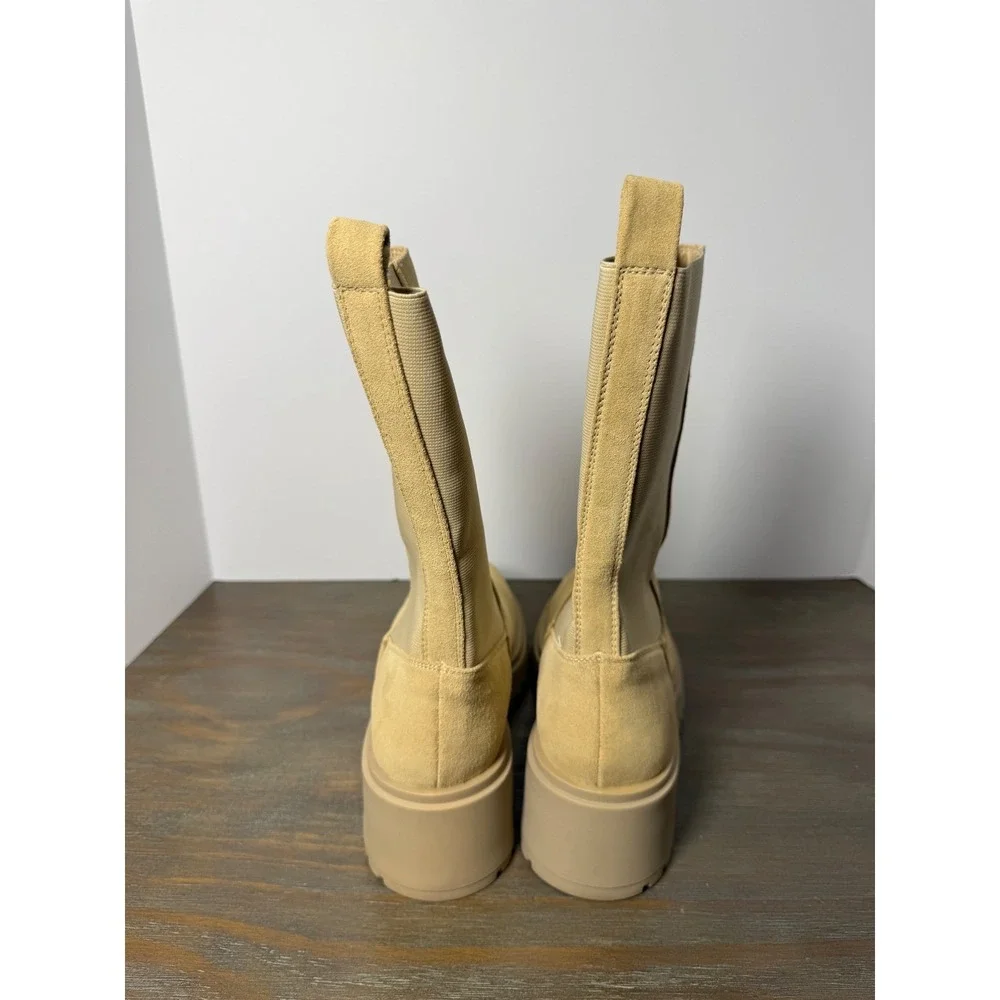 Steve Madden Hesitant Chelsea Lug Boots Sand Suede Platform Size 10‎ NWT